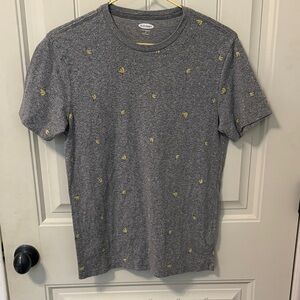Old Navy Heather Gray Tee with Yellow Details